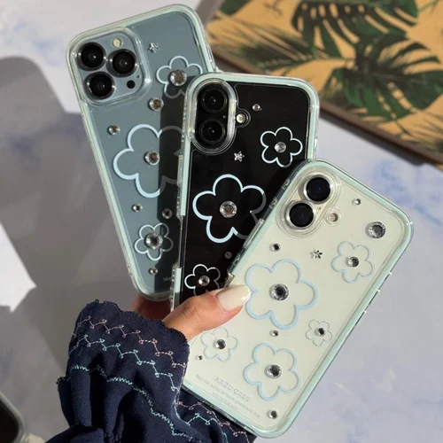 قاب گل آبی نگین دار C006601