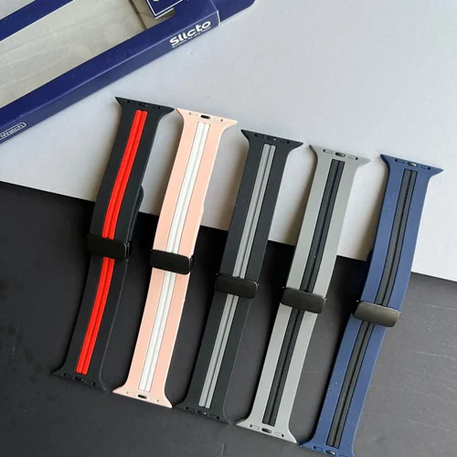 بند اپل واچ سیلیکونی مگنتی دو خط I000175