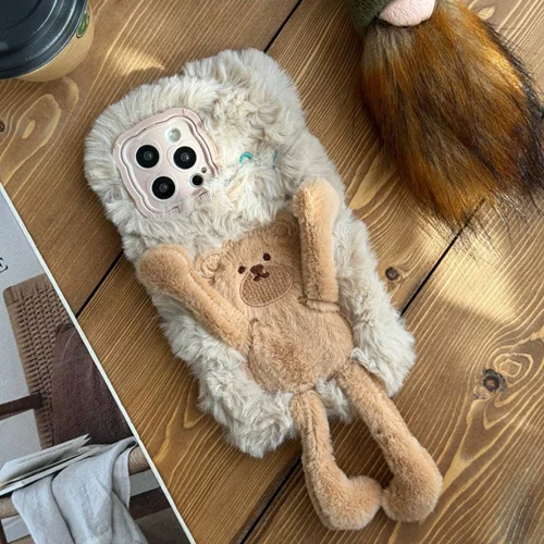 قاب موبایل آیفون خرس شل دست پشمالوC005961