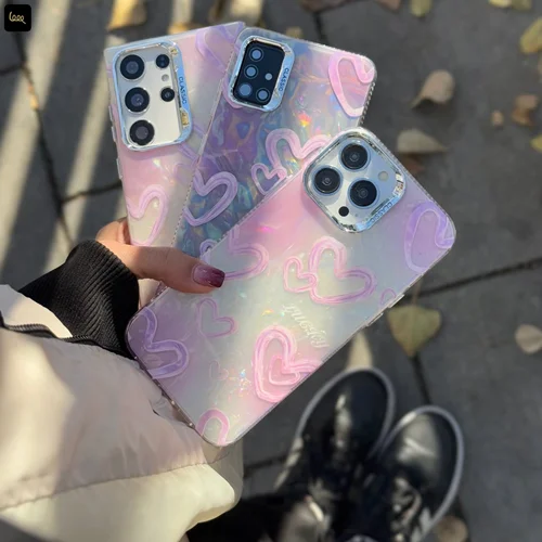 قاب Pink Love قلب صورتی صدفی C005089