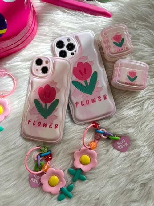 کاور ایرپاد Flower صورتی با آویز A000175