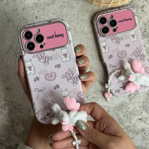 قاب موبایل آیفون خرگوش سوییت بانی + بند عروسکیC006405