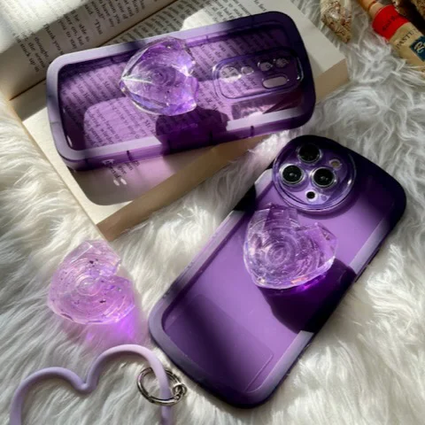 قاب قلب کریستالی بنفش با بند قلبیC001312