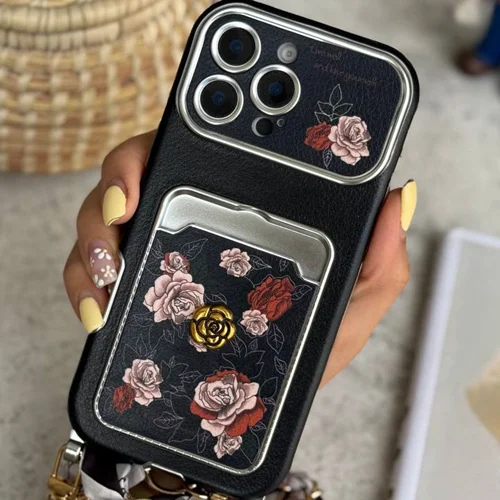 قاب طرح گل رزا نرا جاکارتی‌دار + بند ستC006344