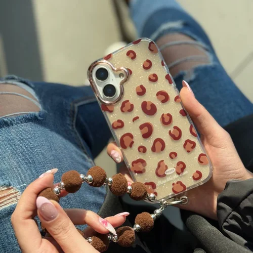 قاب پلنگی شاین همراه با بند توپی مخملیC006254