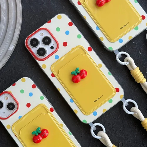 قاب موبایل آیفون جاکارتی آلبالو خال خالیC005620