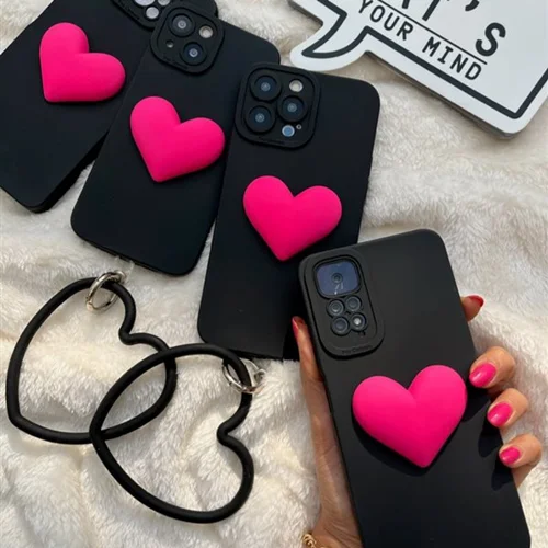 قاب قلب صورتی با بند النگویی قلبیC001157