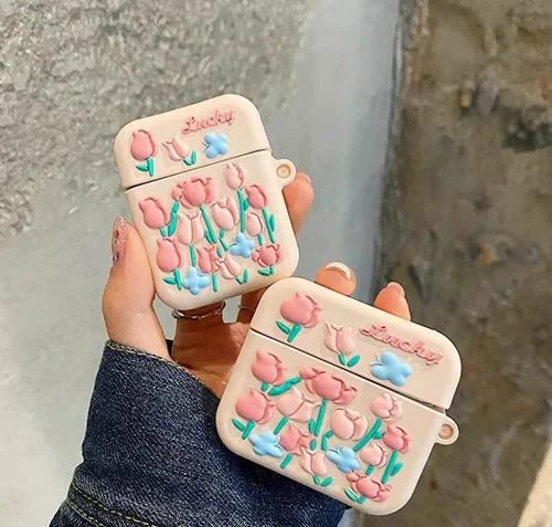 کاور ایرپاد گل لاله برجسته سیلیکونیA000183