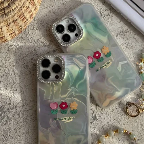 قاب موبایل آیفون سه گل سبزC006072